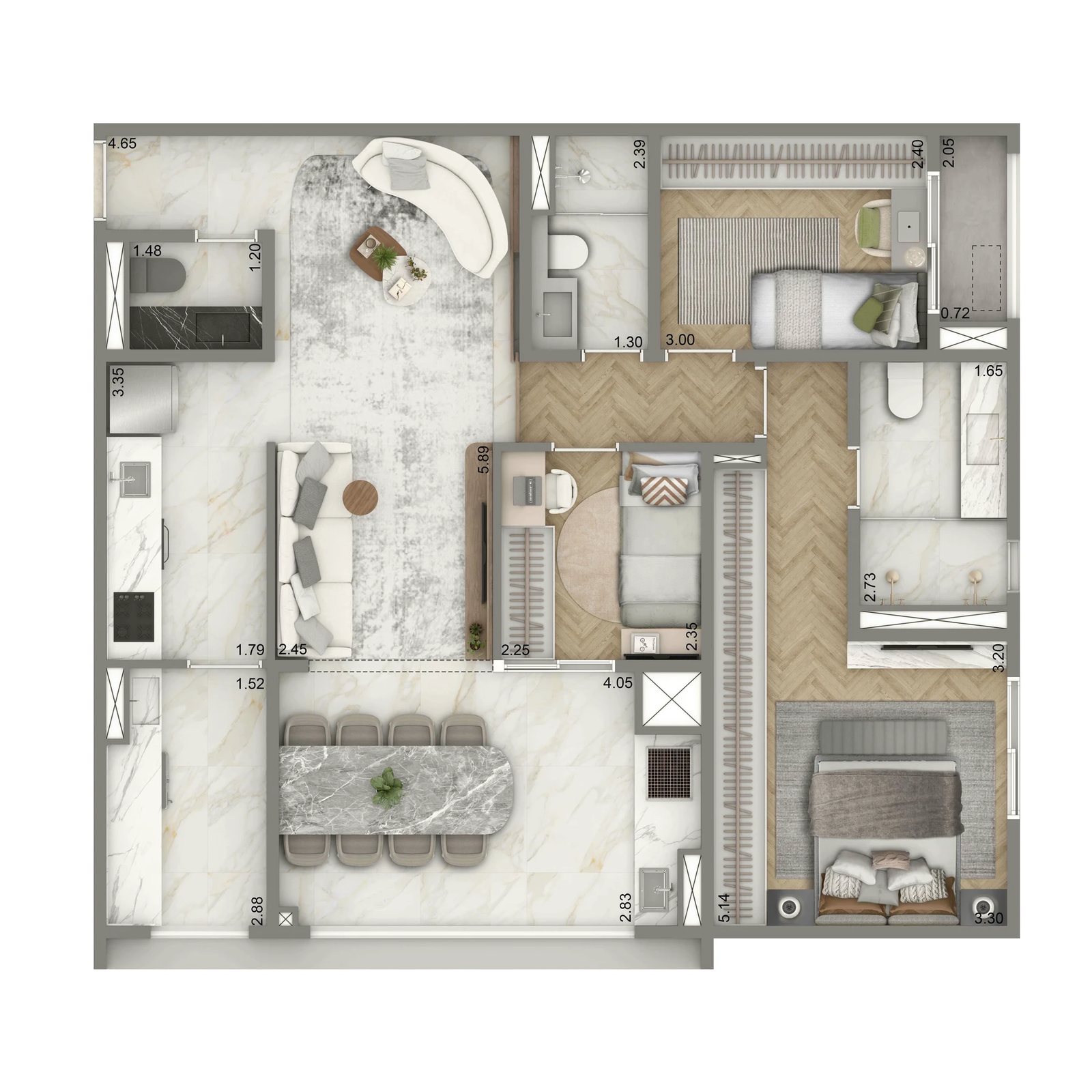 Planta 06 - 3 dorm 93m² - opção
