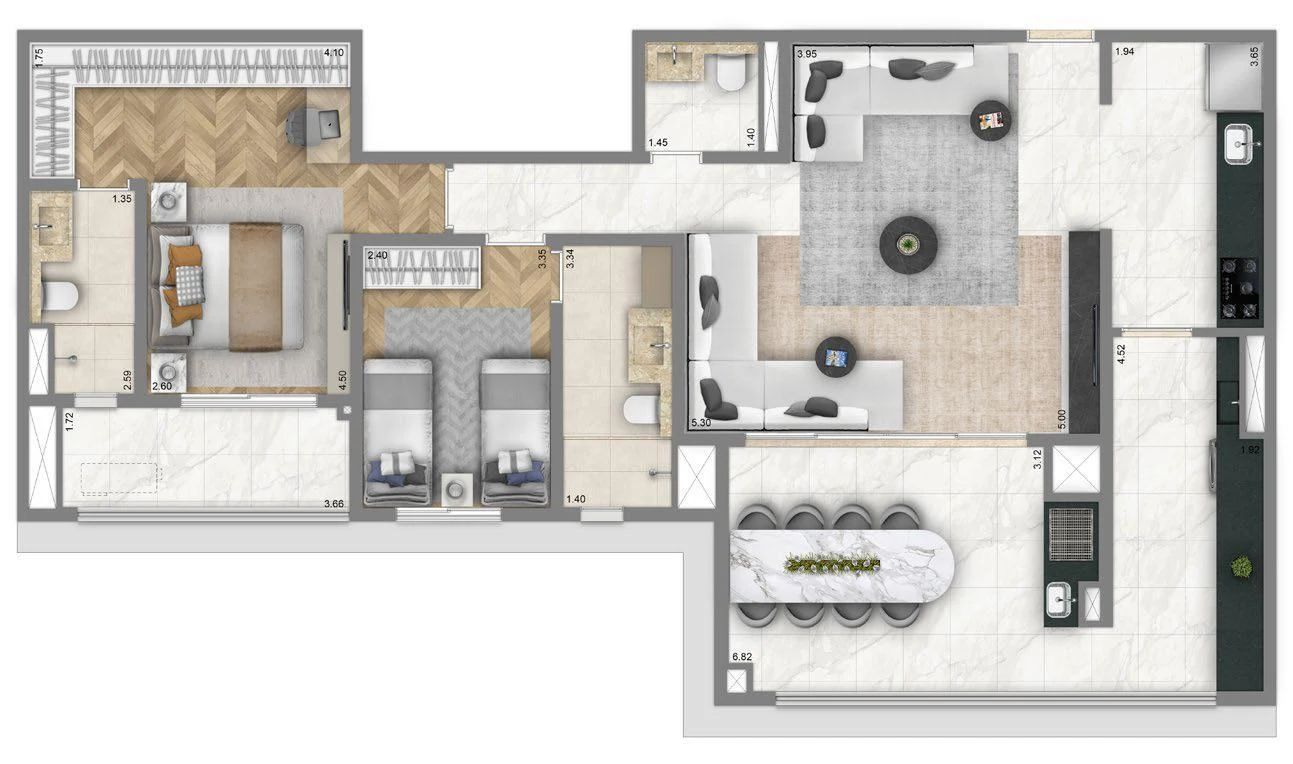 Planta 03 - 2 dorm 108m² - opção