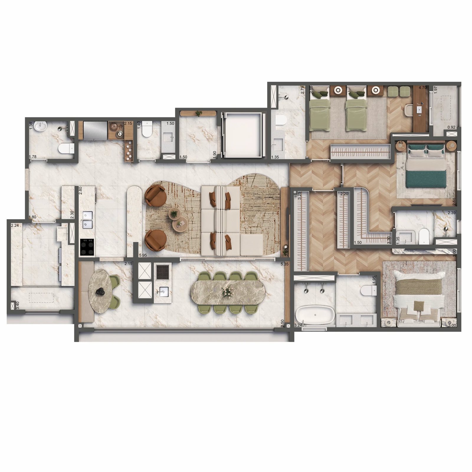 Planta 05 - 3 dorm 149m²