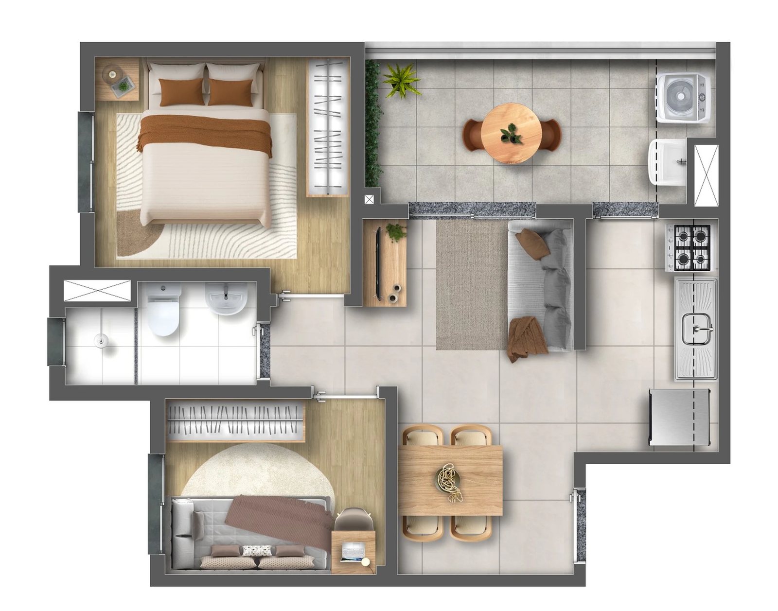 Planta 02 - 2 dorm 42m²