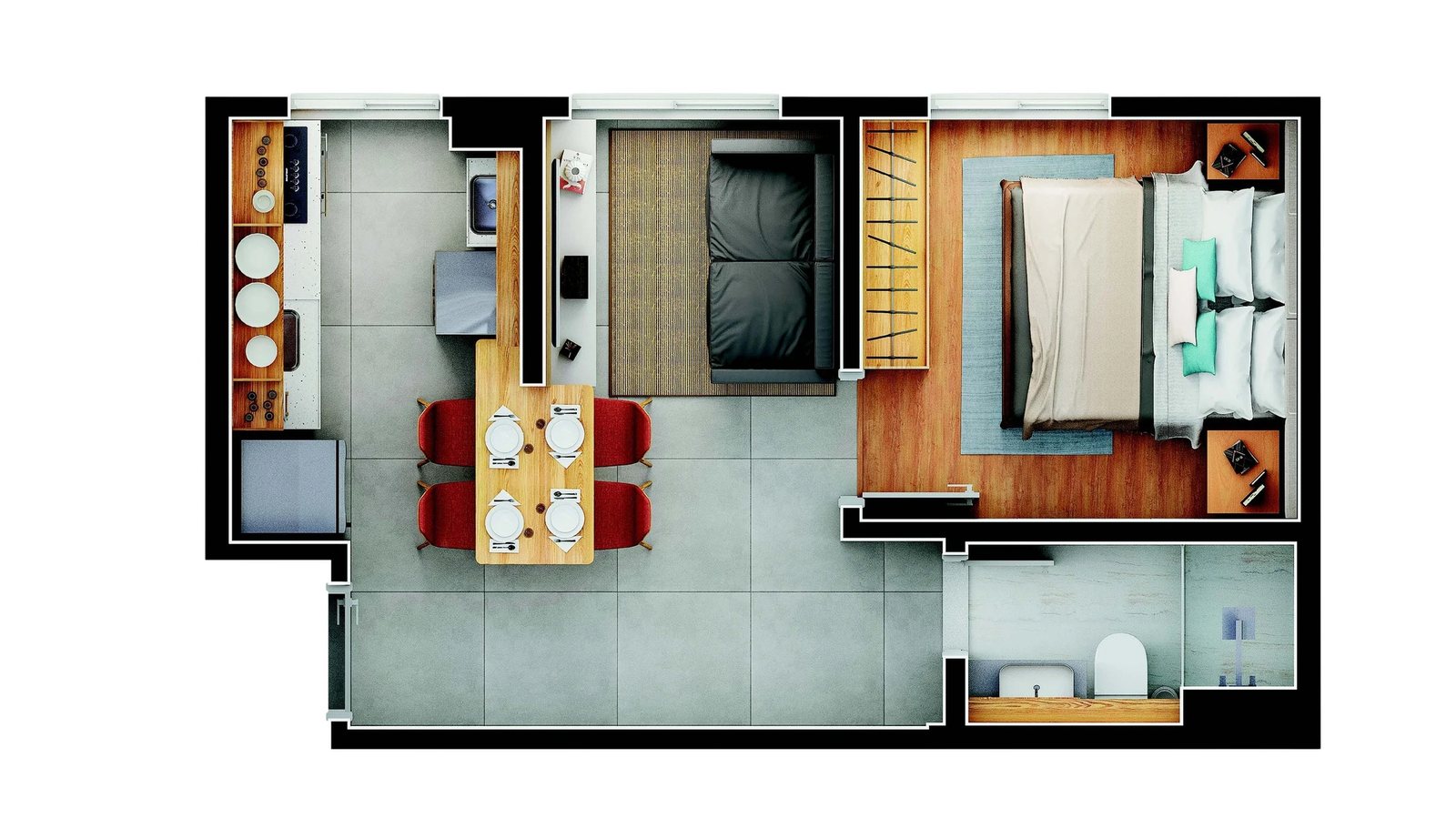 Planta 01 - 1 dorm 31m²