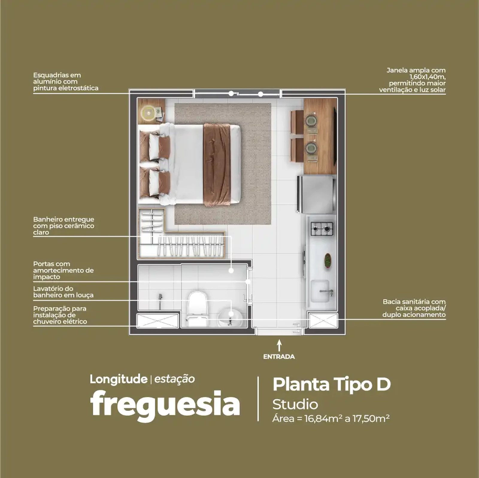 Planta 01 - 1 dorm 17,50m² - studio