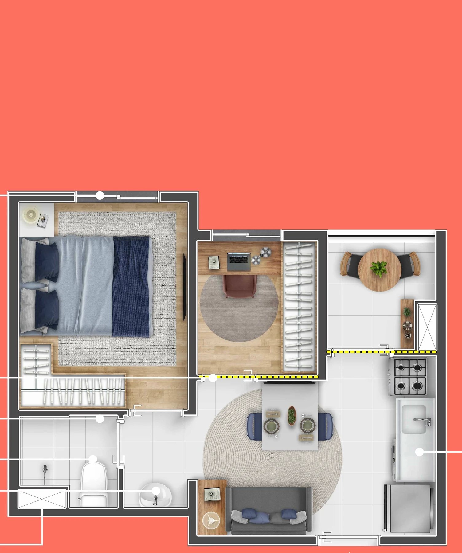 Planta 04 - 1 dorm 28,08m²