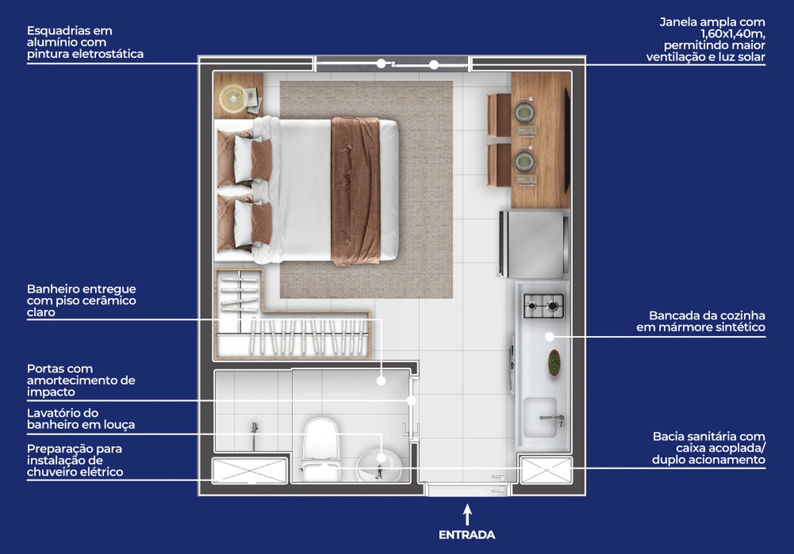Planta 01 - 1 dorm 16,83m² - studio