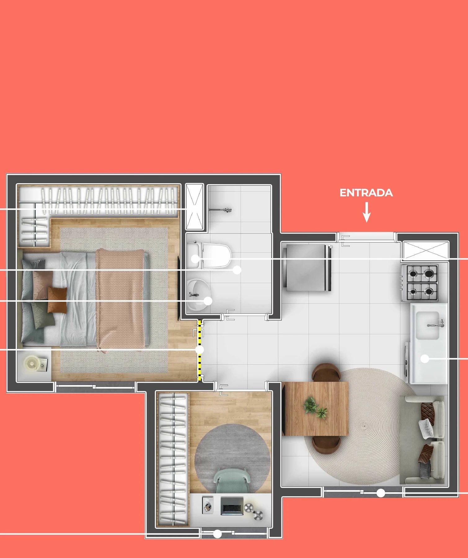Planta 02 - 1 dorm 26,97m²