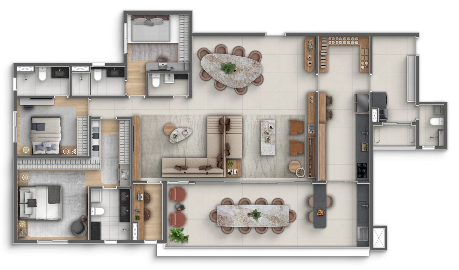 Planta 05 - 3 dorm 202m² - opção 01