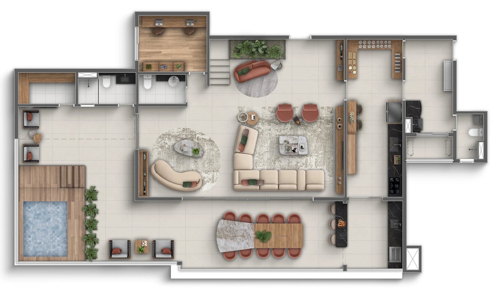 Planta 10 - 4 dorm 335m² - cobertura duplex - inferior