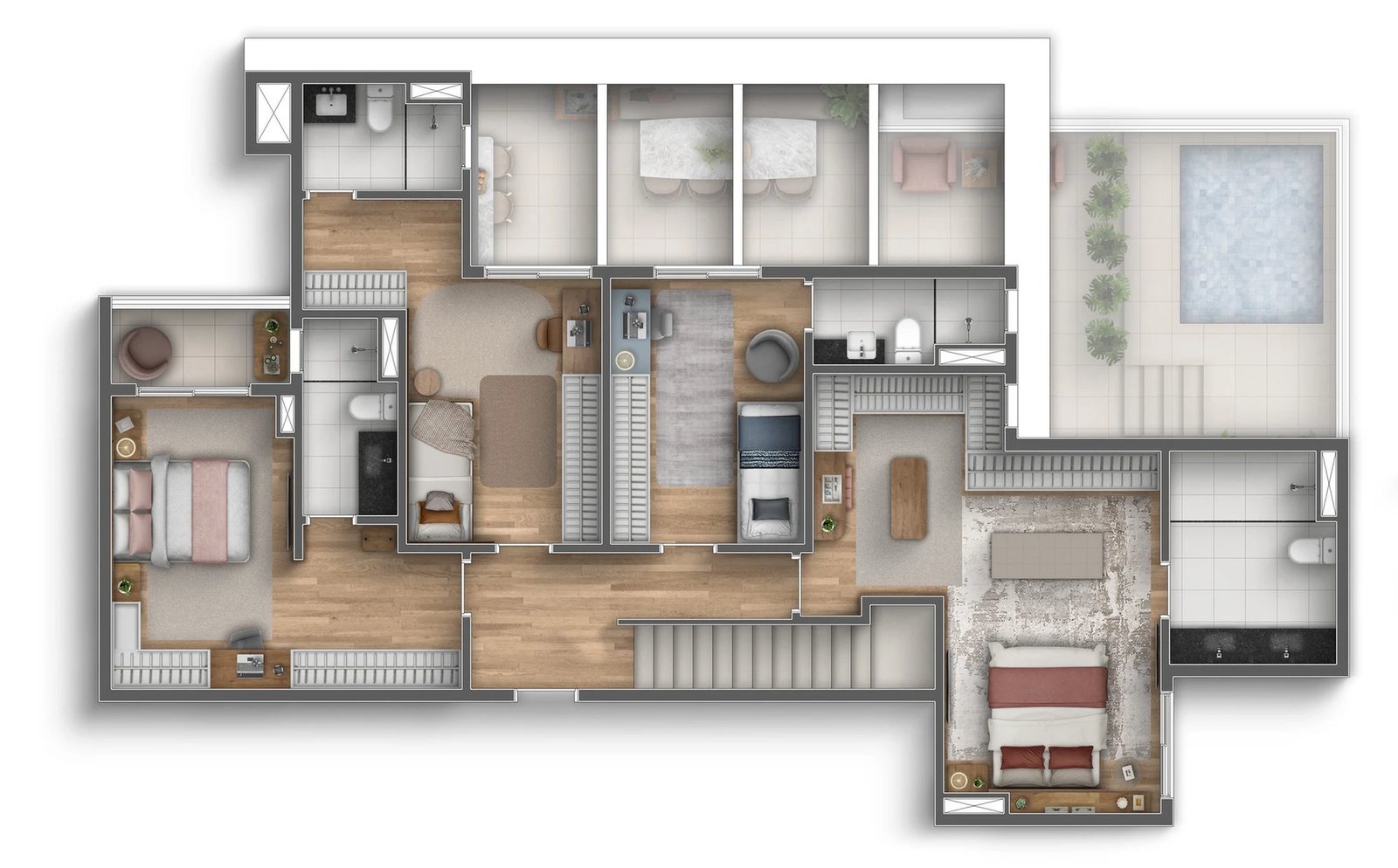 Planta 08 - 4 dorm 261m² - cobertura duplex - superior
