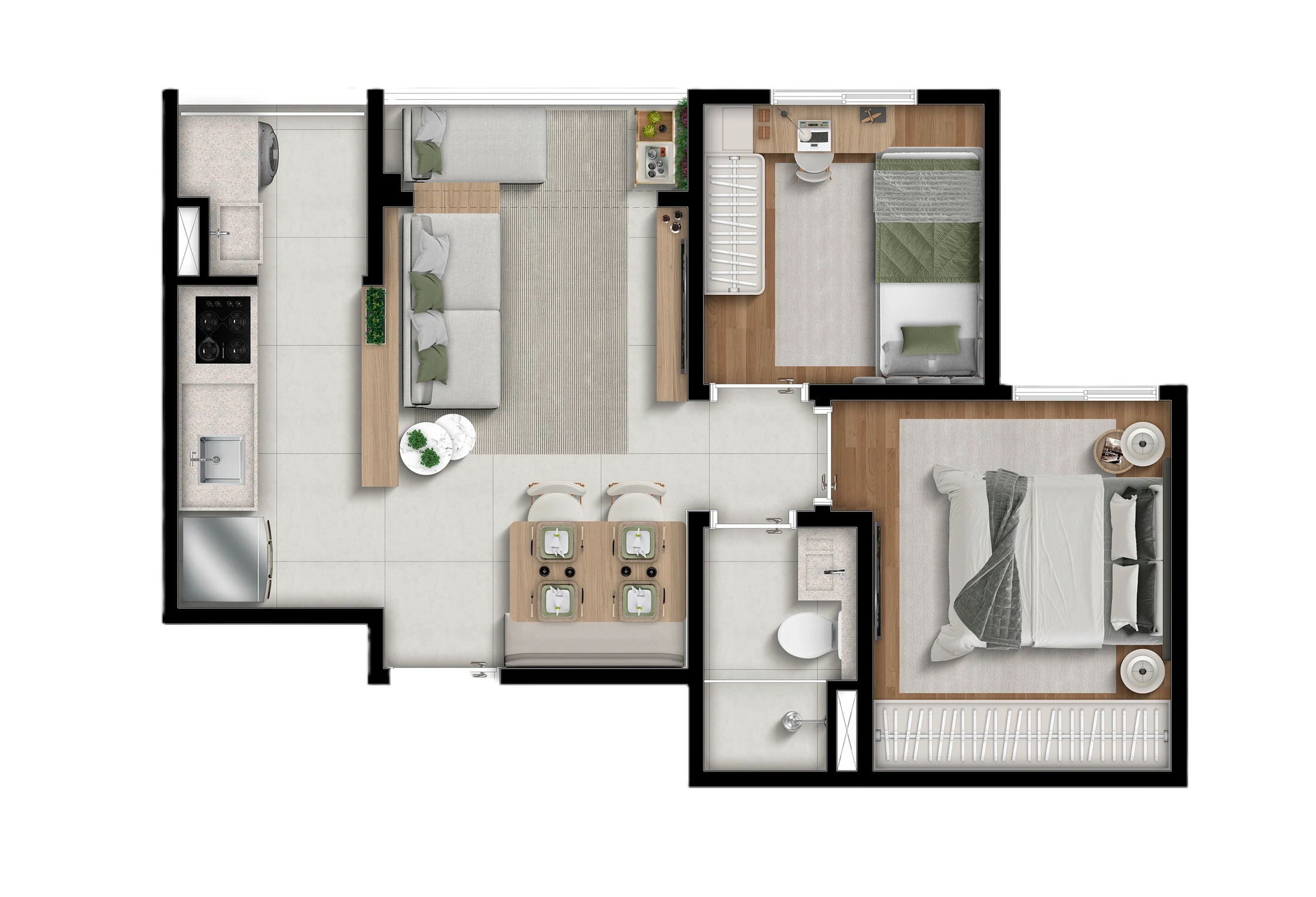Planta 02 - 2 dorm 40m²