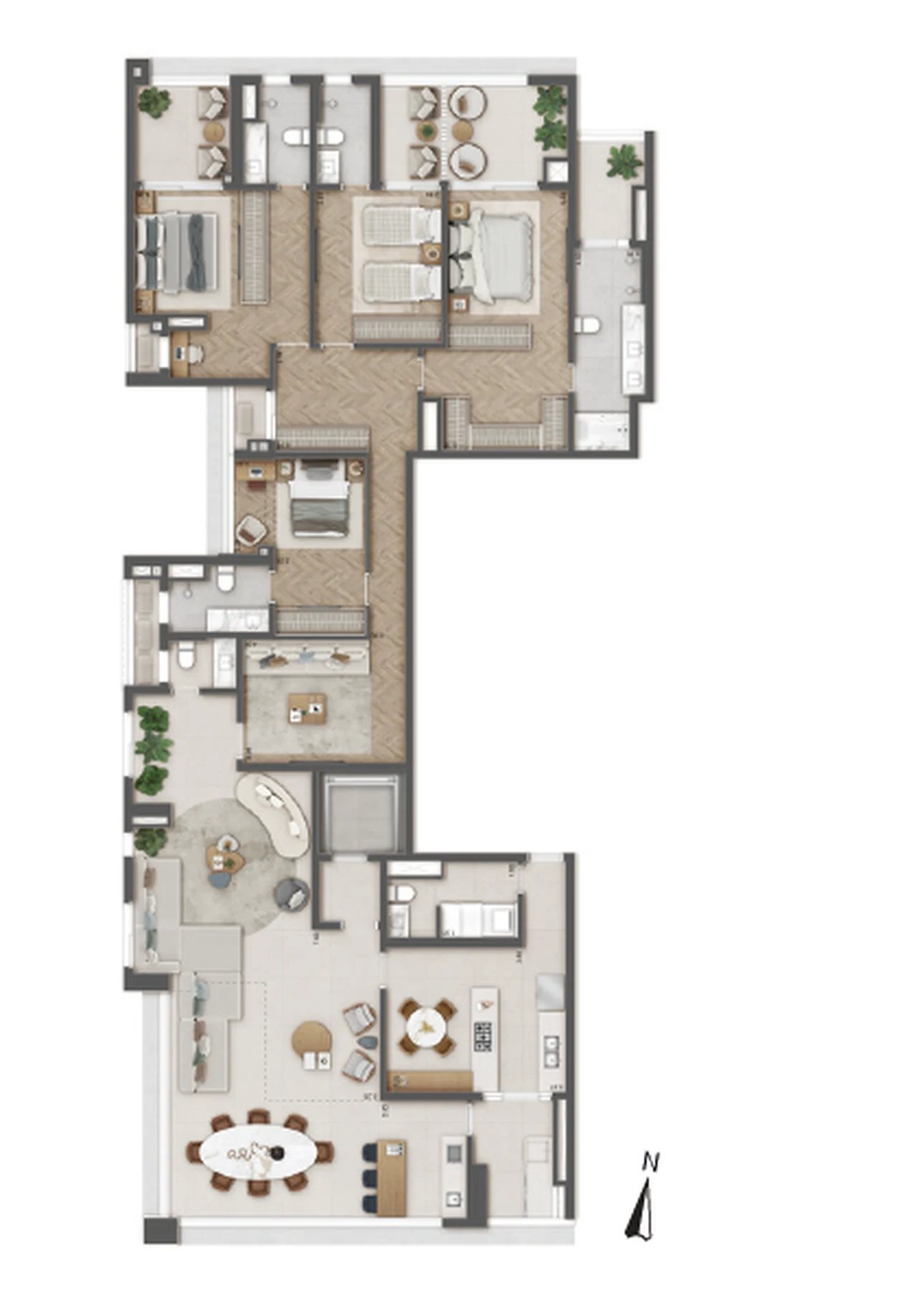 Planta 06 - 4 dorm 272m² - penthouse