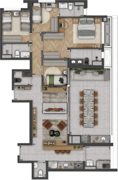 Planta 01 - 3 dorm 142m²