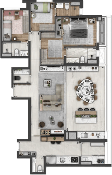 Planta 02 - 3 dorm 142m² - opção