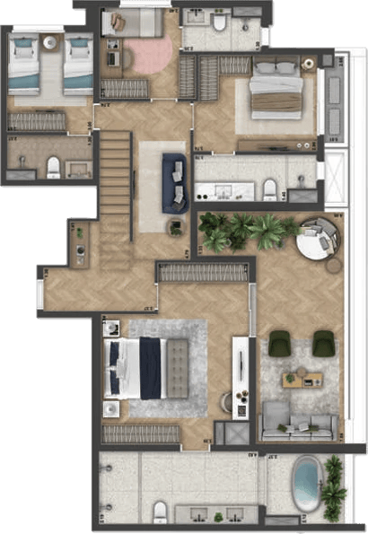 Planta 03 - 4 dorm 280m² - cobertura duplex