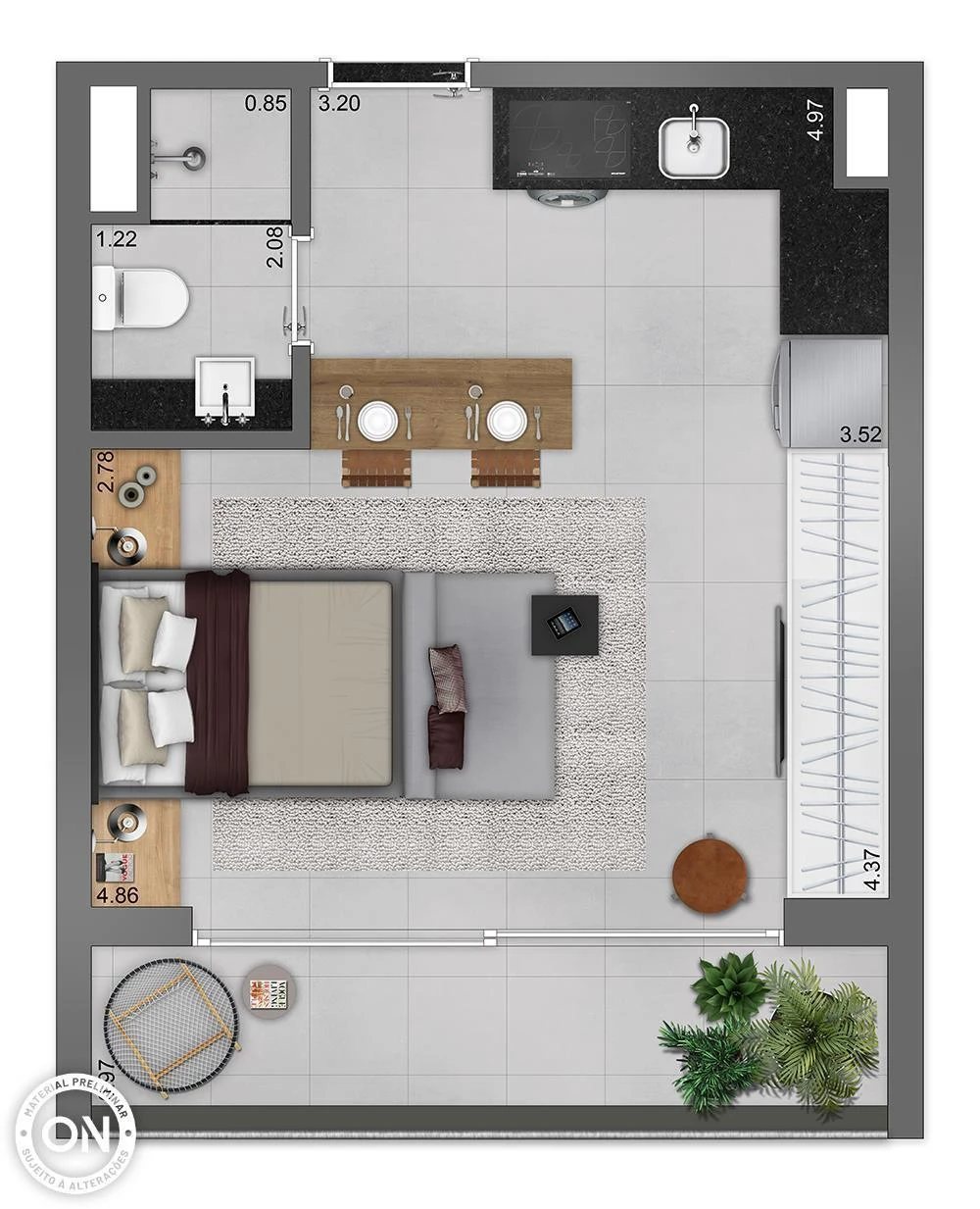 Planta 06 - 1 dorm 21m² - studio