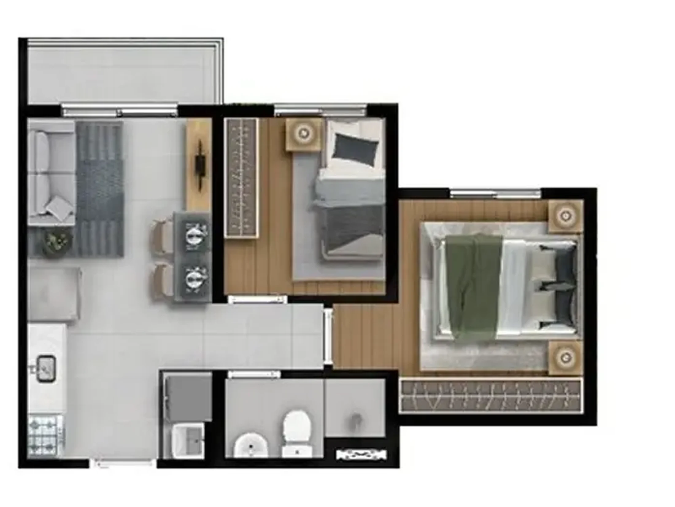 Planta 03 - 2 dorm 32,09m²