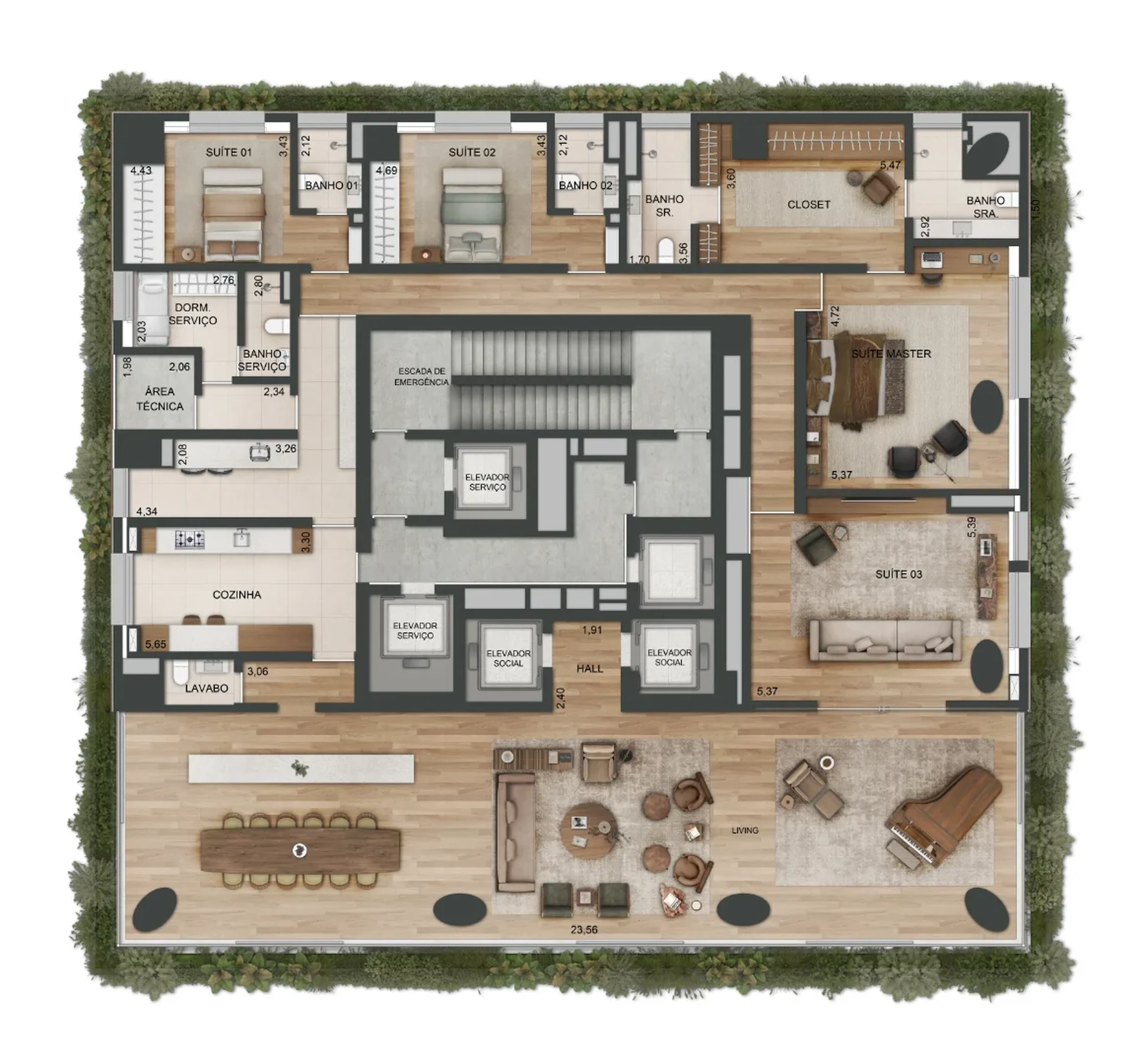 Planta 04 - 3 dorm 531m² - opção 02