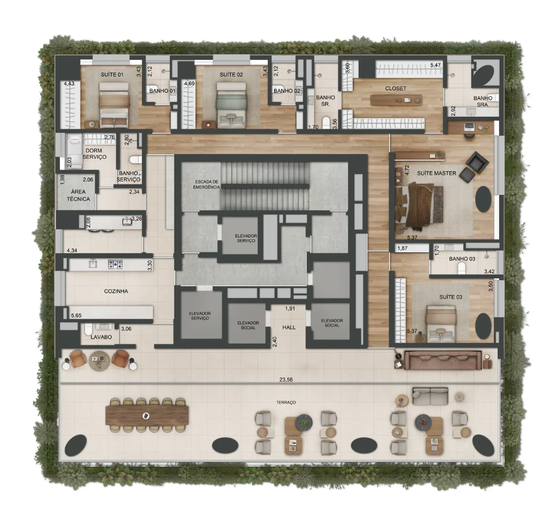 Planta 01 - 4 dorm 531m²
