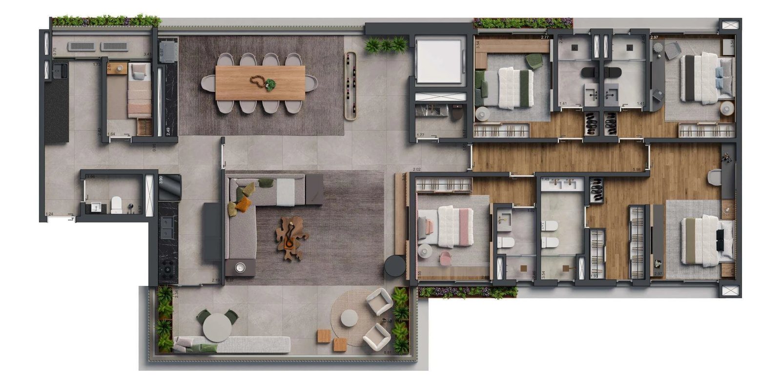 Planta 04 - 4 dorm 248m²