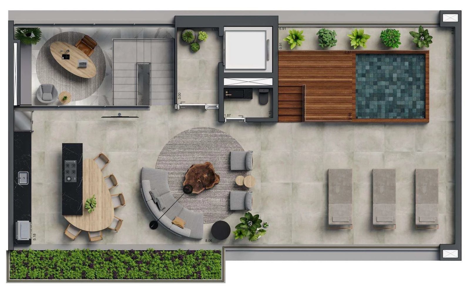 Planta 07 - 3 dorm 360m² - cobertura duplex - superior
