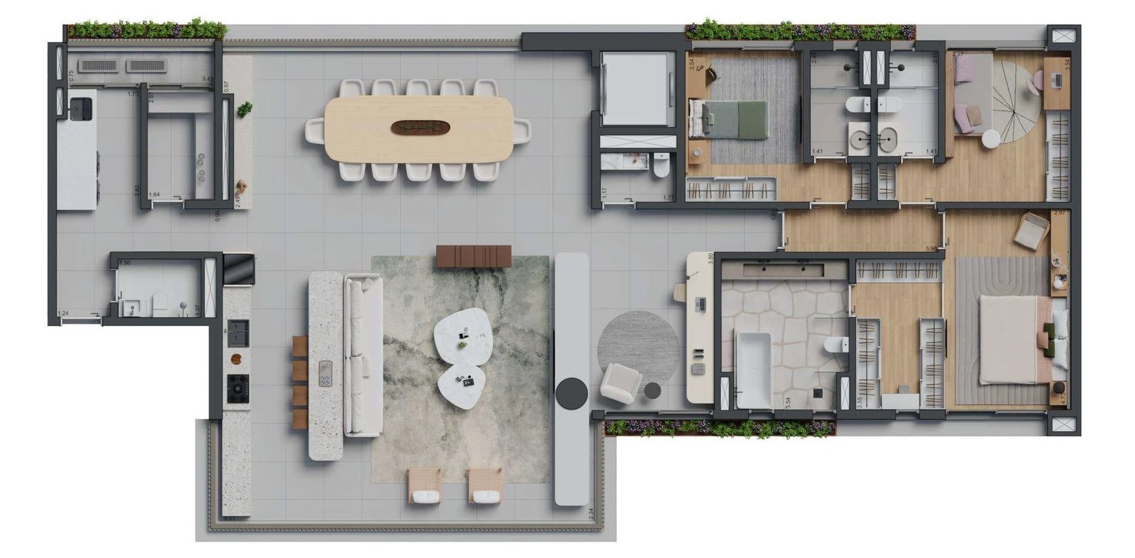 Planta 05 - 3 dorm 248m² - opção