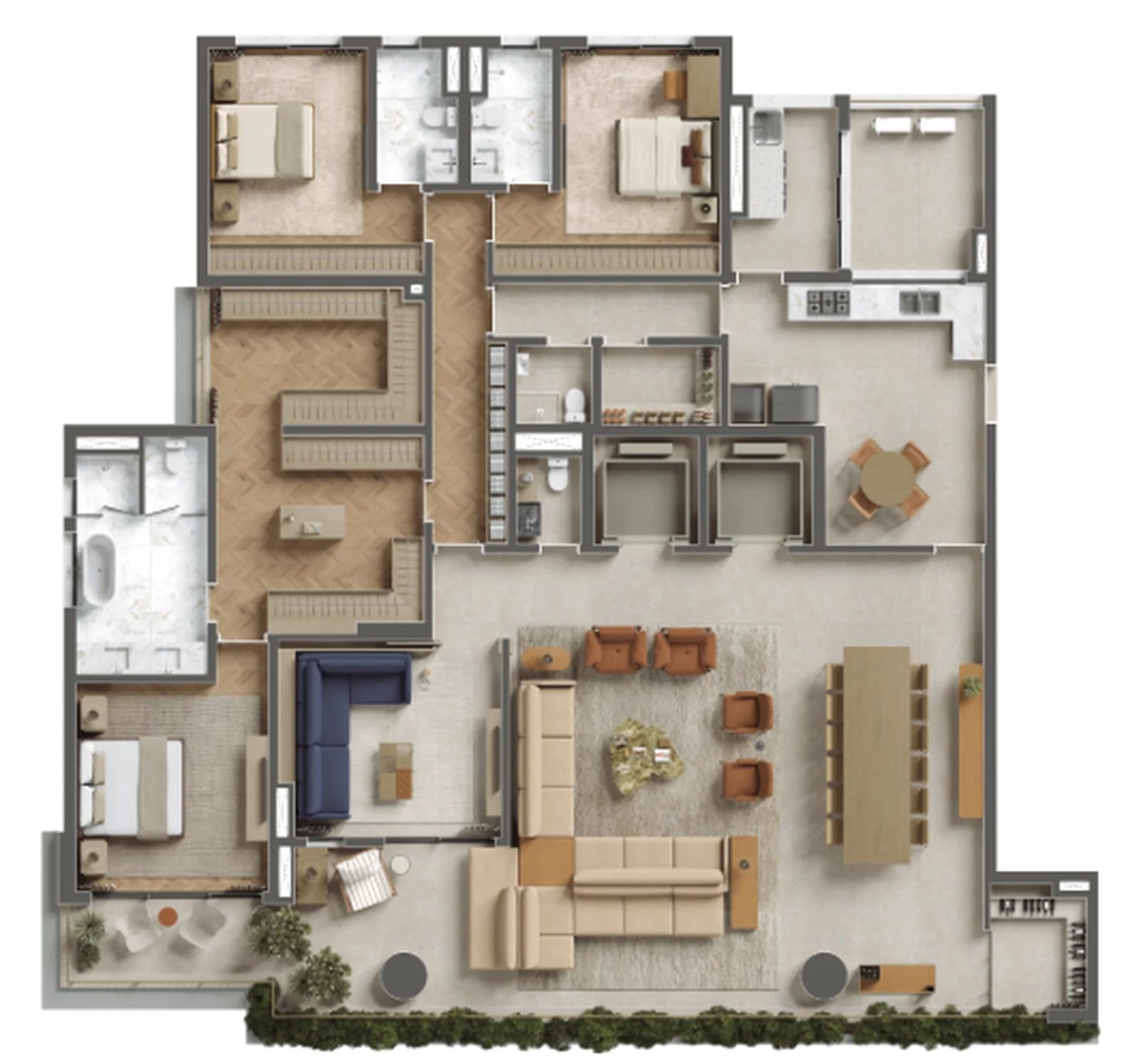 Planta 01 - 3 Suítes 300m²