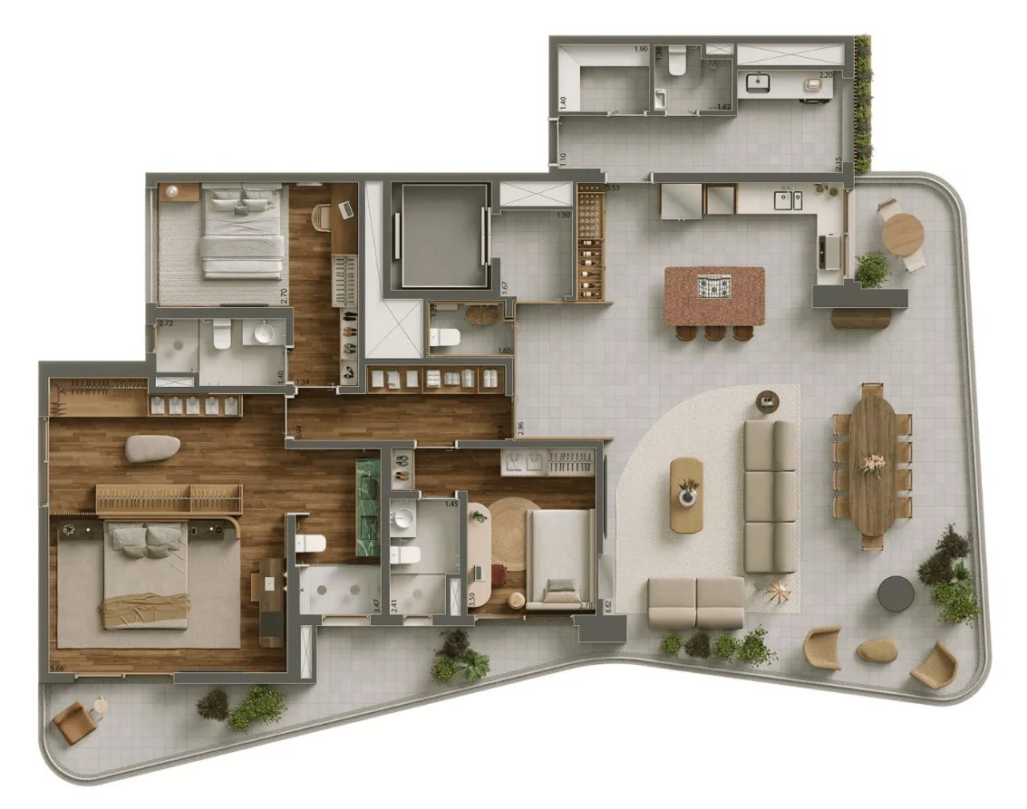 Planta 06 - 3 dorm 226m² - opção 1