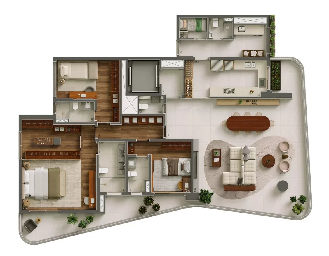 Planta 08 - 3 dorm 226m² - opção 3