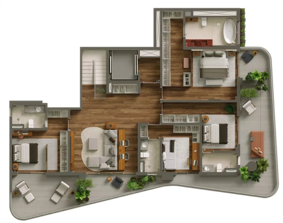 Planta 09 - 4 dorm 446m² - cobertura duplex - inferior