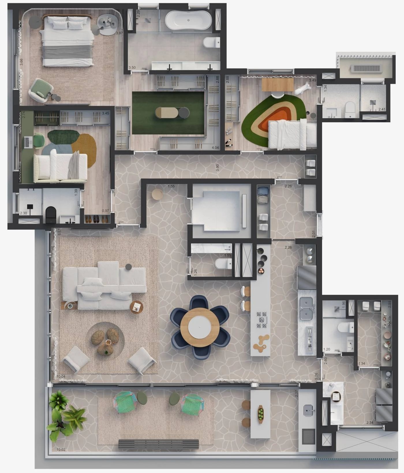 Planta 05 - 3 dorm 210m² - opção