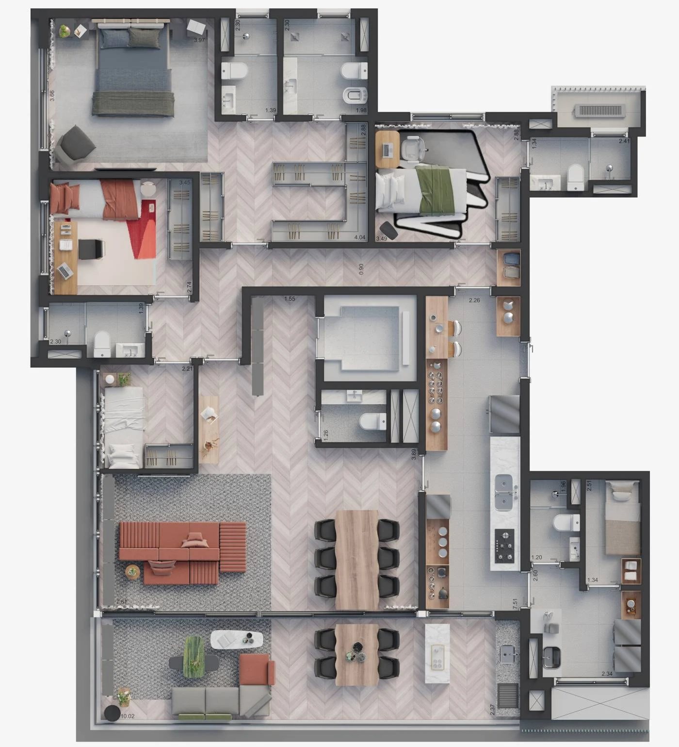 Planta 07 - 3 dorm 210m² - opção