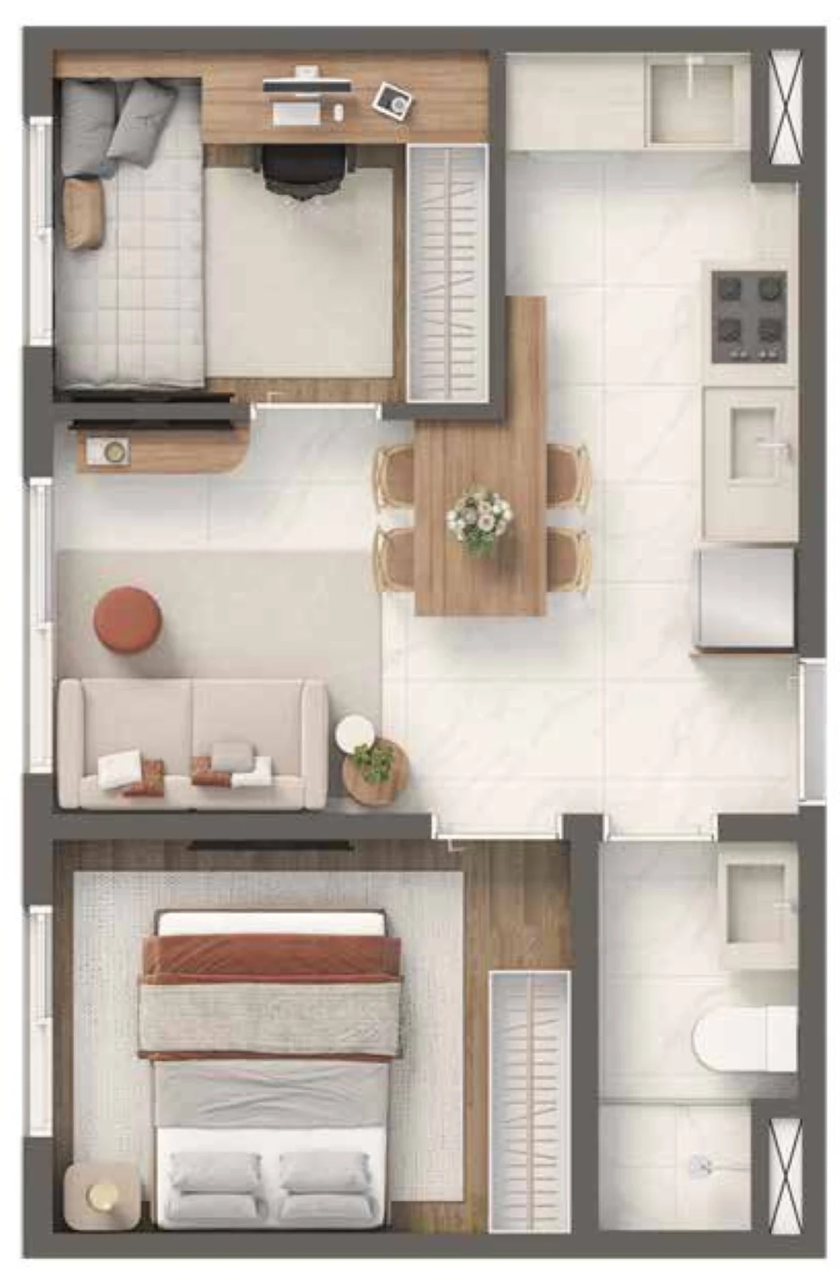 Planta 02 - 2 dorm 35m²
