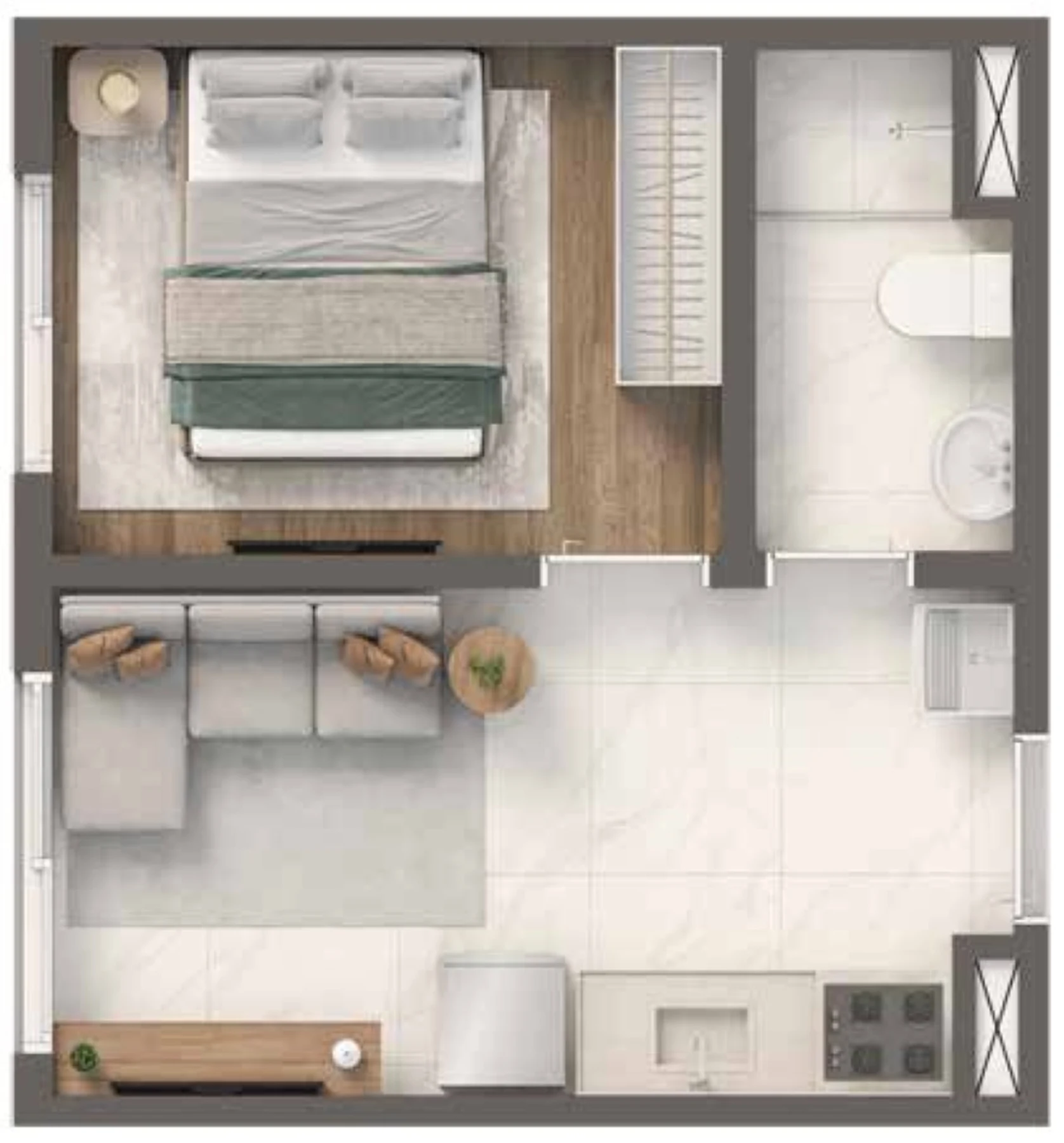 Planta 01 - 1 dorm 24m²