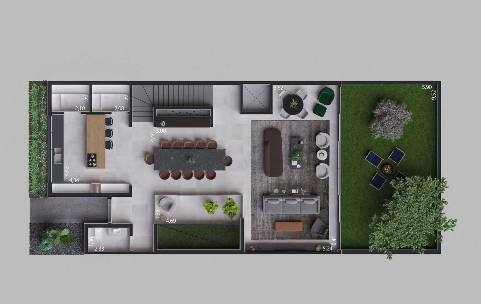 Planta 01 - 3 dorm 626,07m² - pavimento intermediário