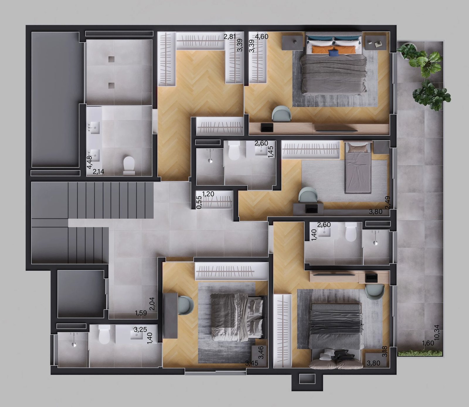 Planta 04 - 4 dorm 676,05m² - pavimento intermediário