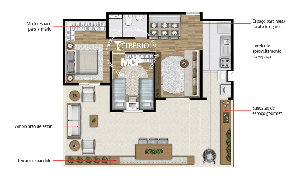 Planta 04 - 2 dorm 87m² - garden