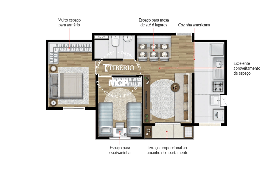 Planta 02 - 2 dorm 50m²