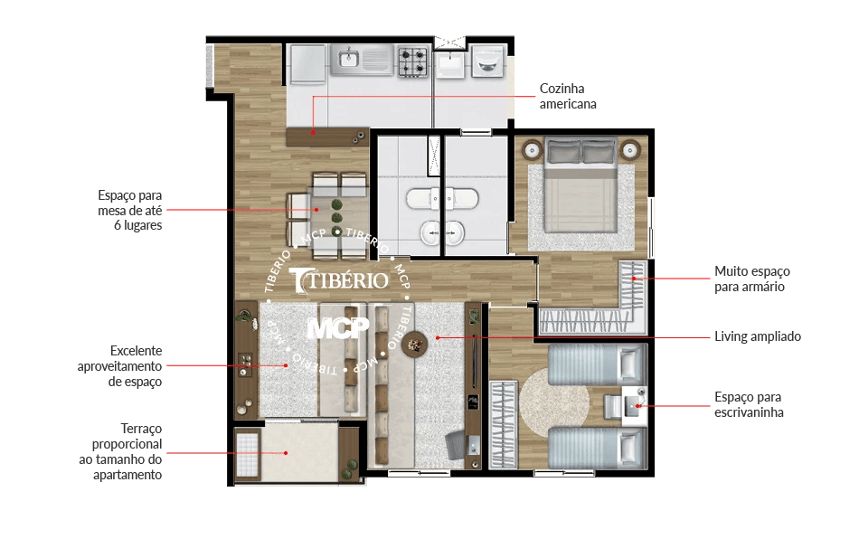 Planta 06 - 3 dorm 65m² - opção
