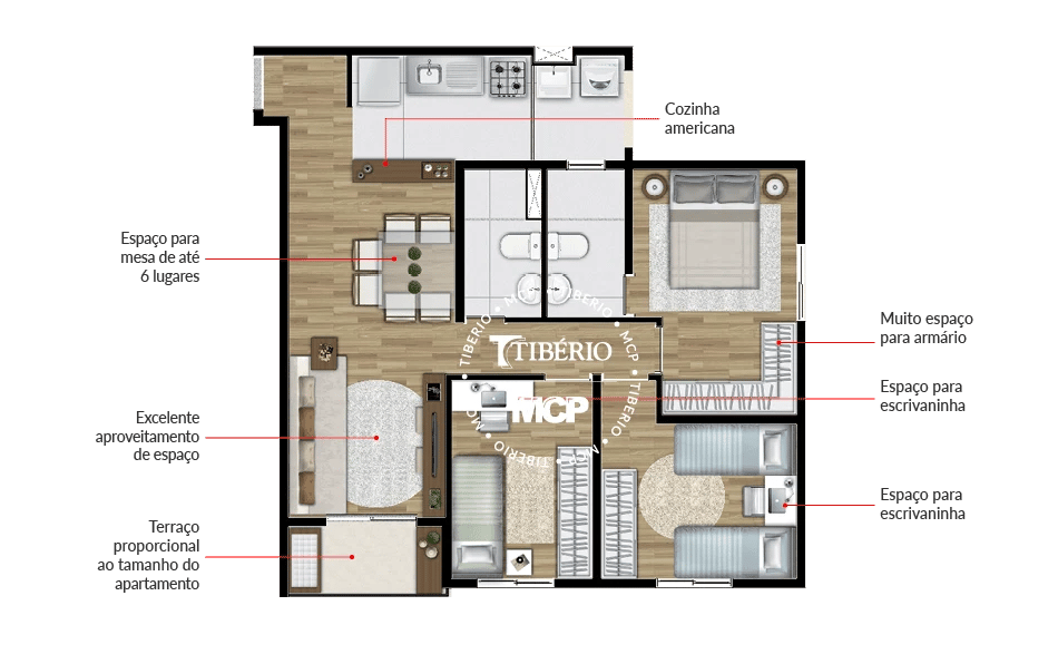 Planta 05 - 3 dorm 65m²