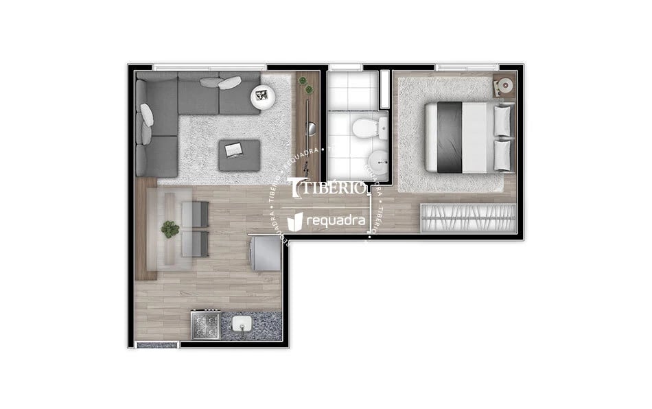 Planta 03 - 1 dorm 33 79m²