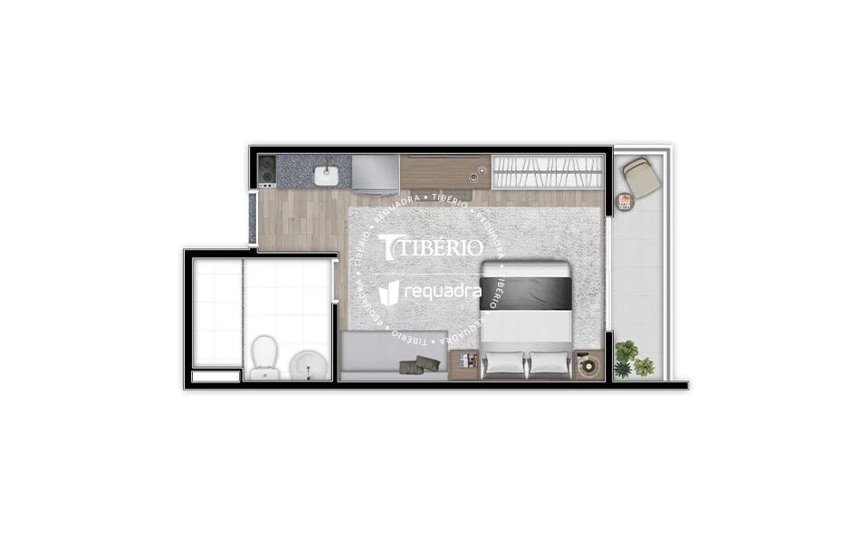 Planta 02 - 1 dorm 29 05m² - studio