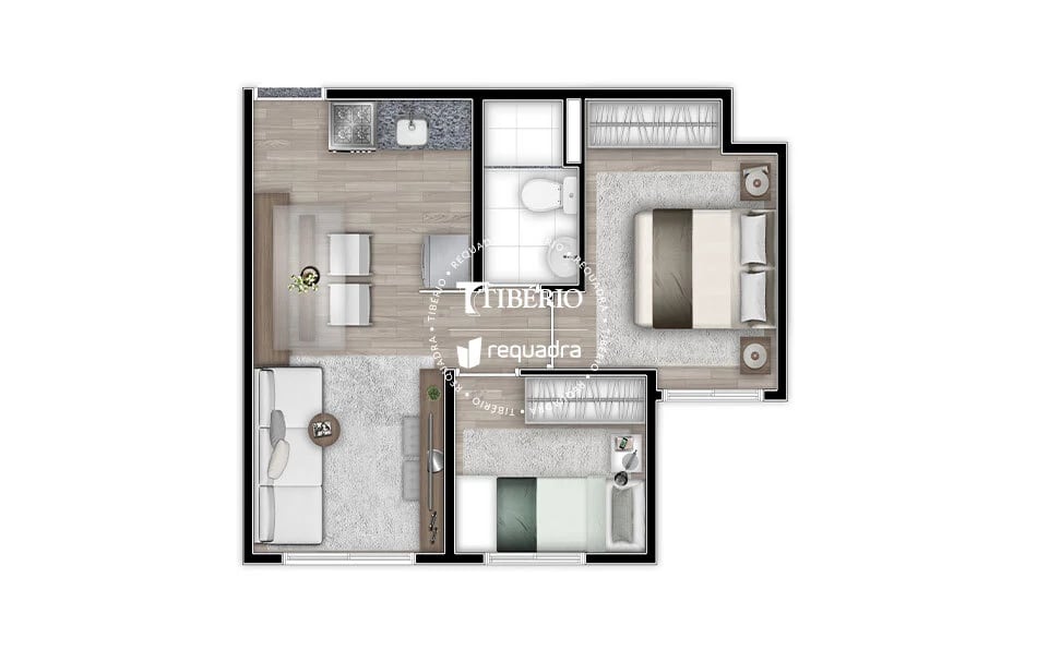Planta 05 - 2 dorm 34 83m²