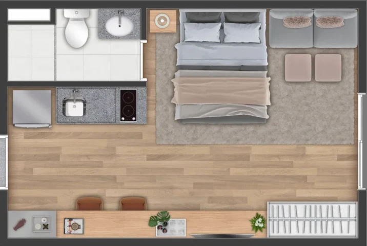 Planta 01 - 1 dorm 24m² - studio