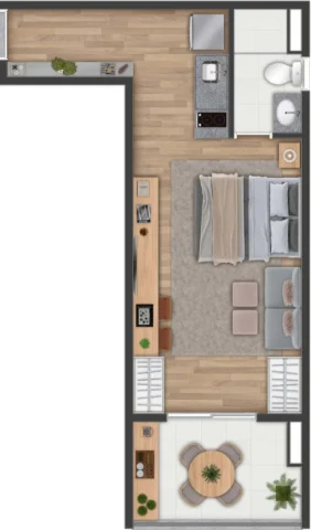 Planta 03 - 1 dorm 32 78m² - studio