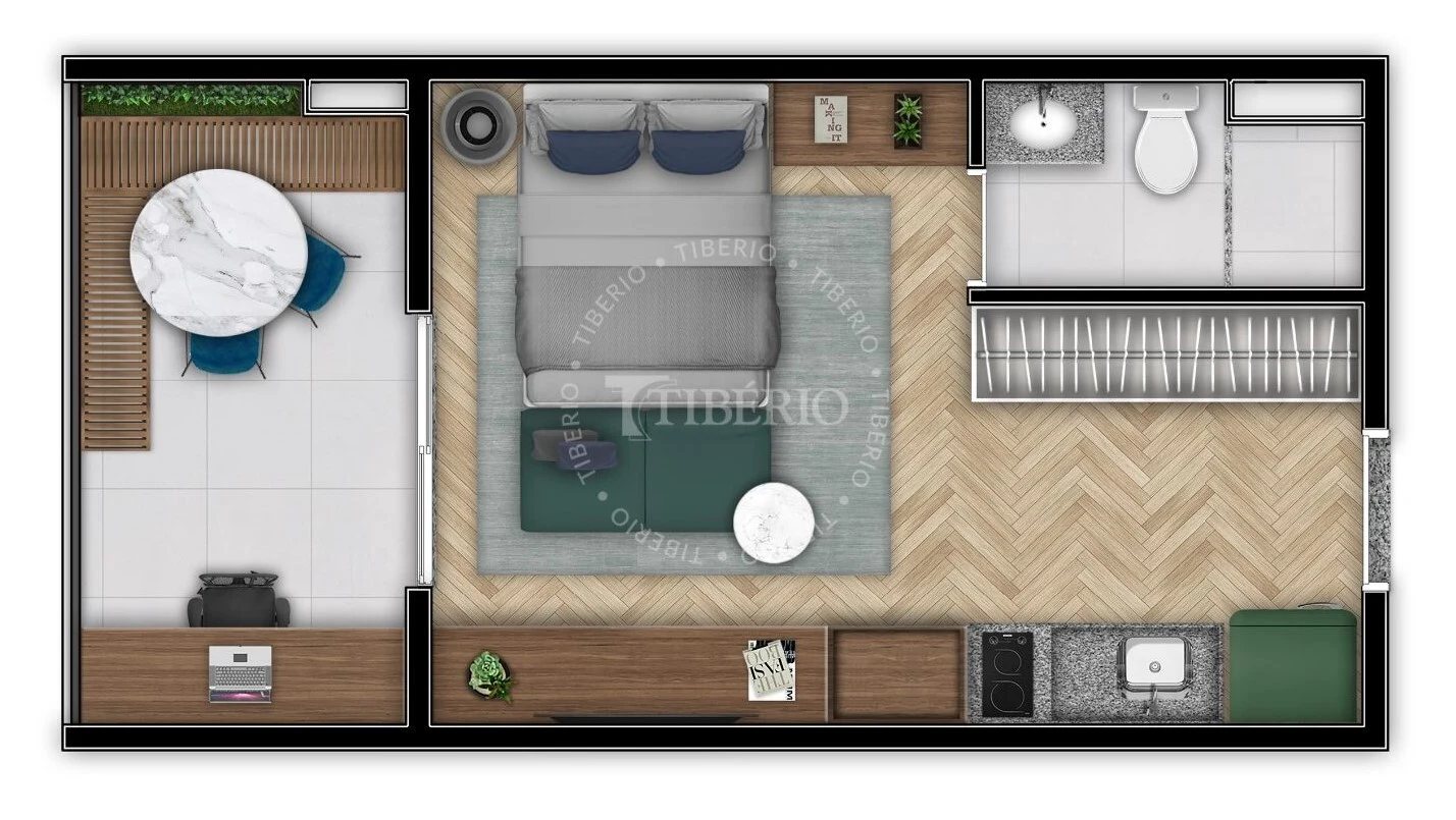 Planta 02 - 1 dorm 29 96m² - studio