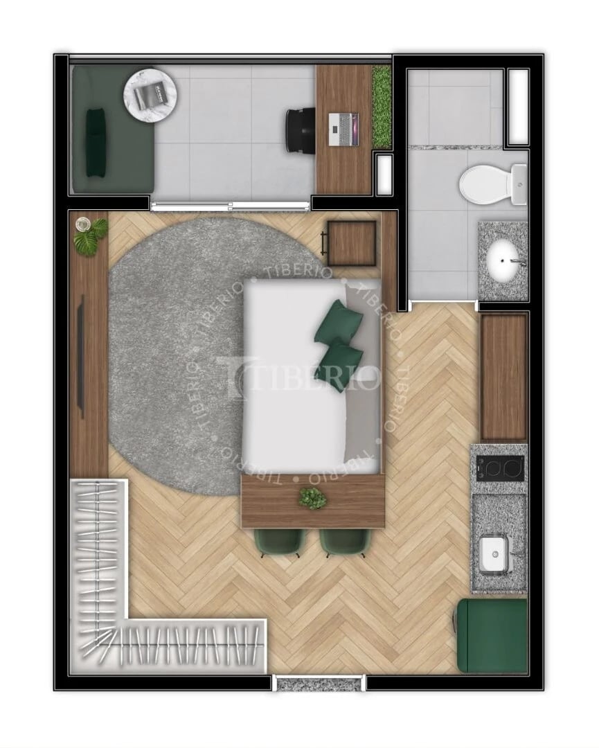 Planta 01 - 1 dorm 29 23m² - studio