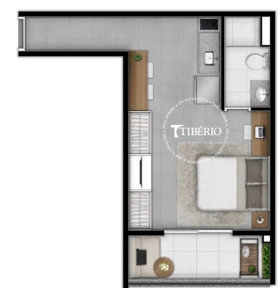 Planta 02 - 1 dorm 31m² - studio