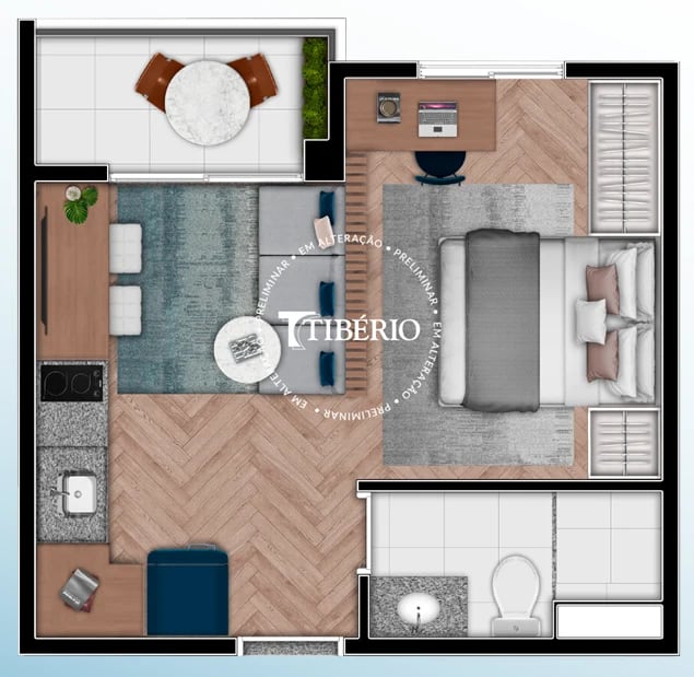 Planta 01 - 1 dorm 26 67m² - studio