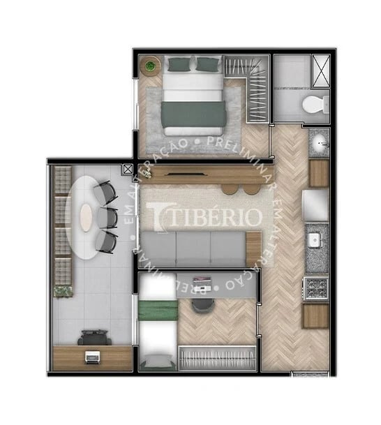 Planta 05 - 2 dorm 45,60m²