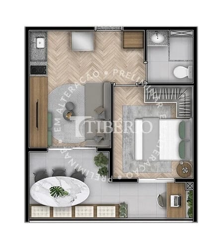 Planta 03 - 1 dorm 34,70m²