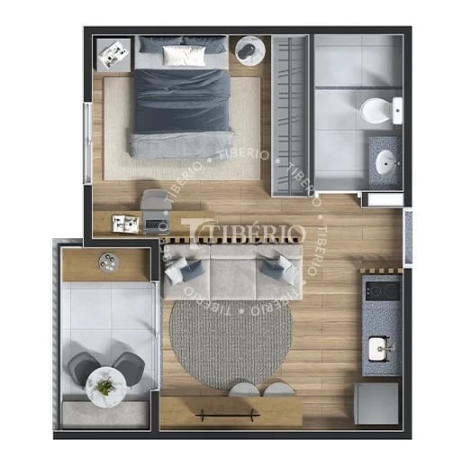 Planta 06 - 1 dorm 30,56m² - studio